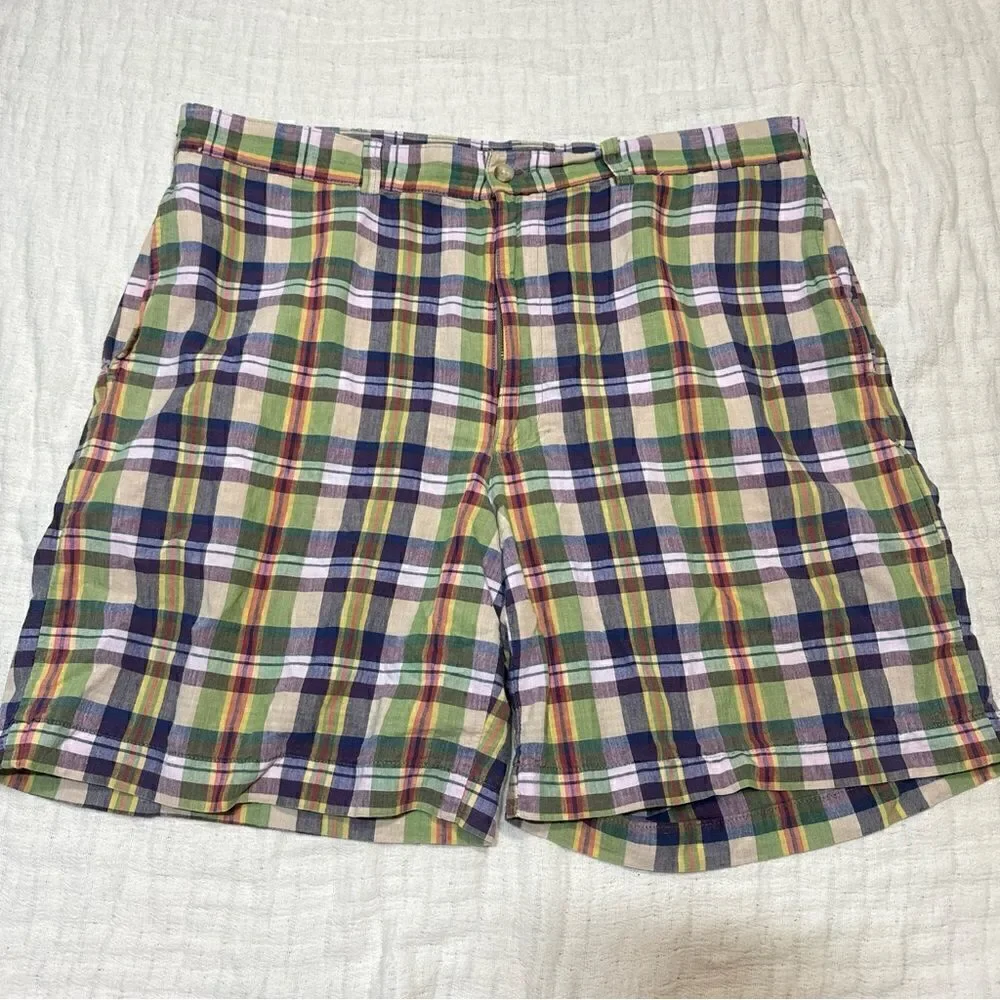 Vintage Polo Ralph Lauren Plaid Shorts Mens 36 Made In USA 100% Cotton